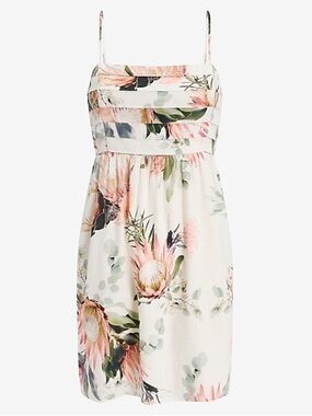 Express Linen Blend Floral Babydoll Mini Dress XL Cottagecore Sundress NWT